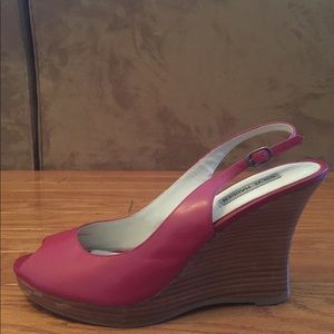 Red Steve Madden Wedge Sling back peep toes